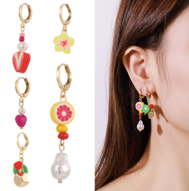 Soft Clay Tropical Fruit Earrings Set 